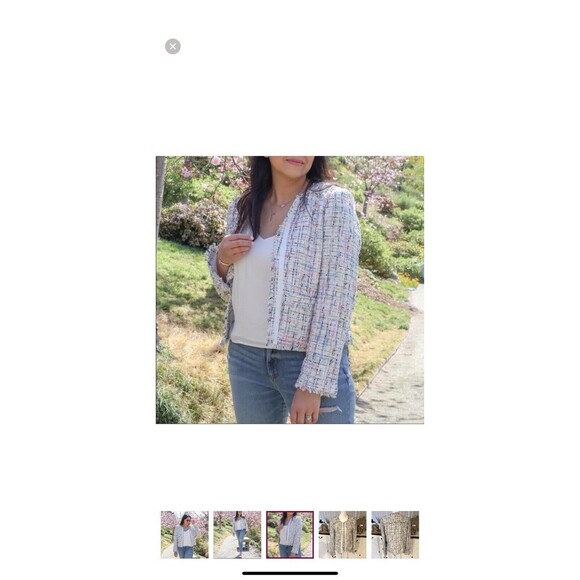 Worthington Women's M Tweed Blazer Jacket White Multicolor Pink Old Money Classy - Picture 14 of 14